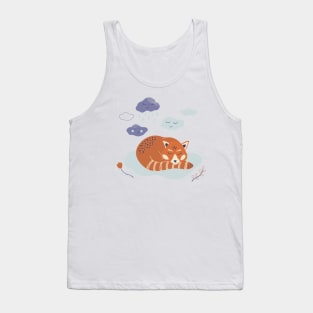 Cute poster with sleeping red panda and clouds Tank Top